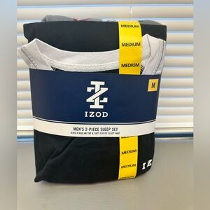 IZOD Men's Long Sleeve Jersey Raglan Top and Soft Fleece Pant Pajama Set Size M